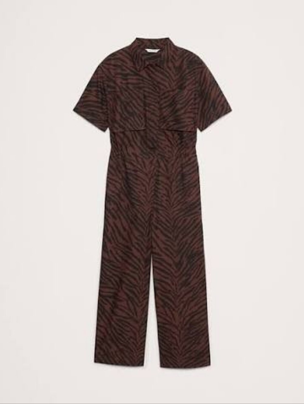 Banana Republic Brown Zebra-Print Short-Sleeve Jumpsuit